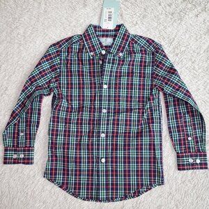 Boys Size 4/5 Class Club Plaid Long Sleeve Button Down Shirt, 100% Cotton, NWT
